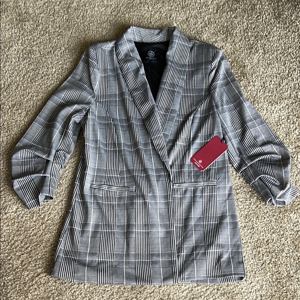 Women's Gray Plaid Blazer